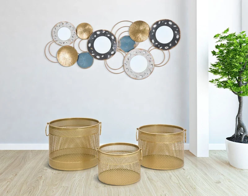 Ensemble de 3 supports de vase en métal doré