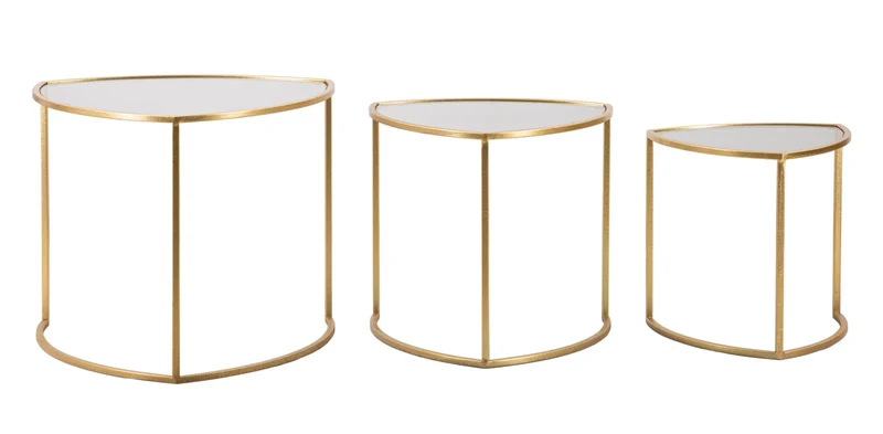Ensemble de 3 tables basses gigognes avec plateau triangulaire – Style moderne