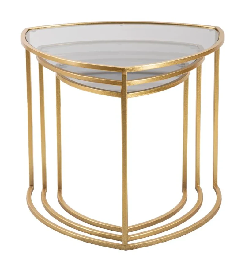 Ensemble de 3 tables basses gigognes avec plateau triangulaire – Style moderne