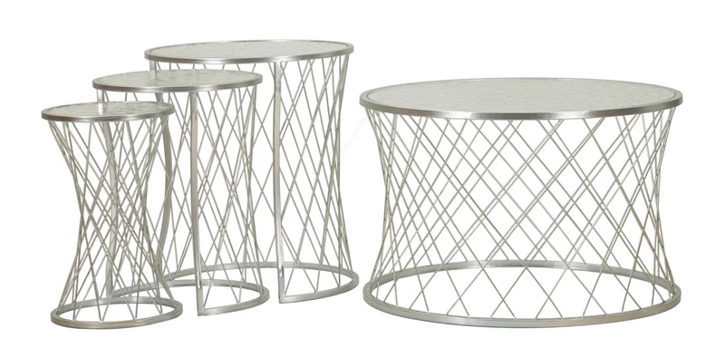 Ensemble de 4 tables d'appoint en métal argenté – Collection Noah Modern