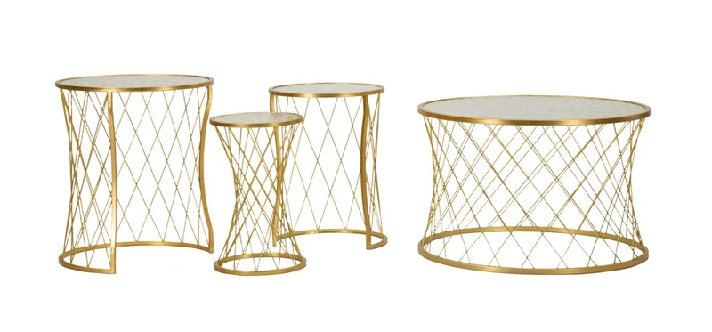 Ensemble de 4 tables d'appoint en métal doré – Collection Noah Modern