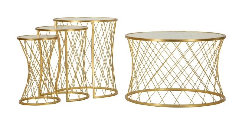 Ensemble de 4 tables d'appoint en métal doré – Collection Noah Modern