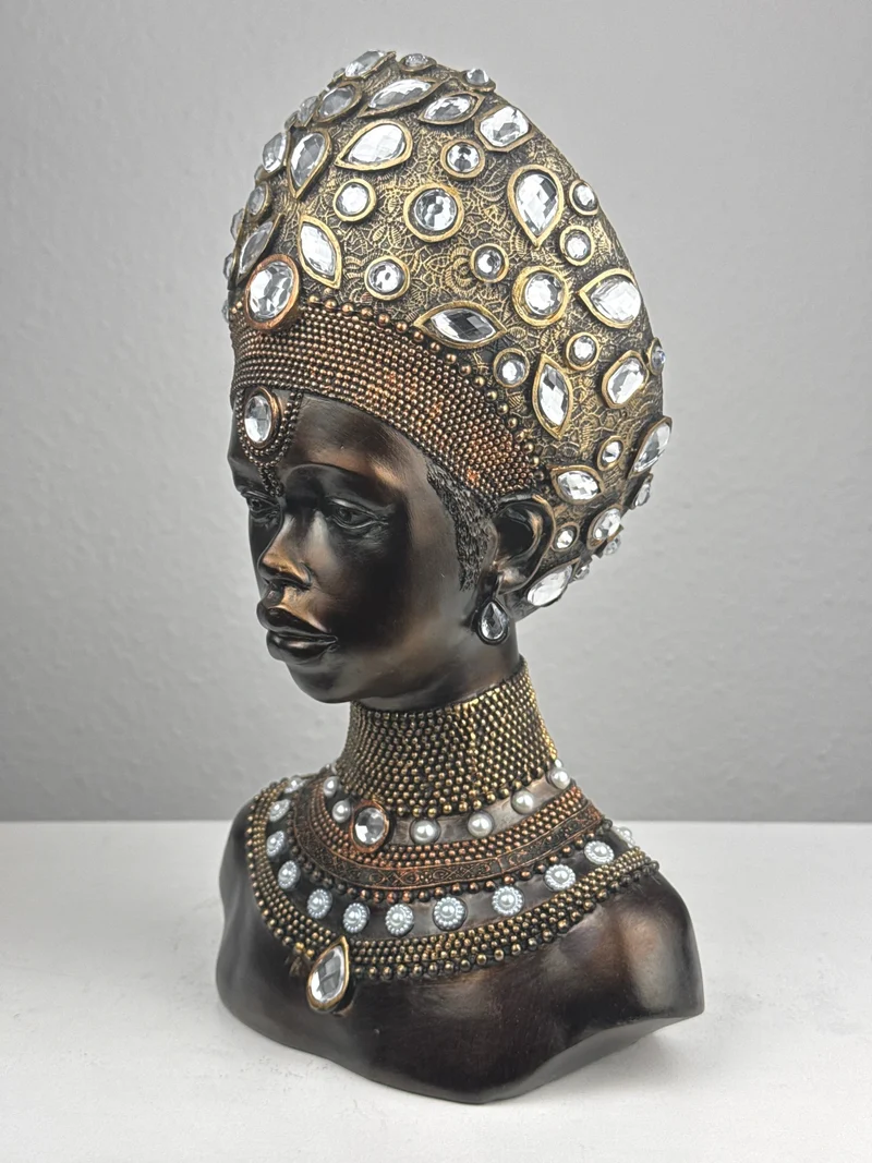 Majestueux Buste de Reine Africaine (Finition bronze)