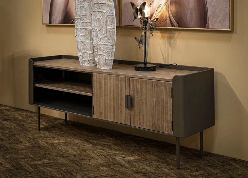 Meuble TV en bois avec rangement – Meuble multimédia Toronto
