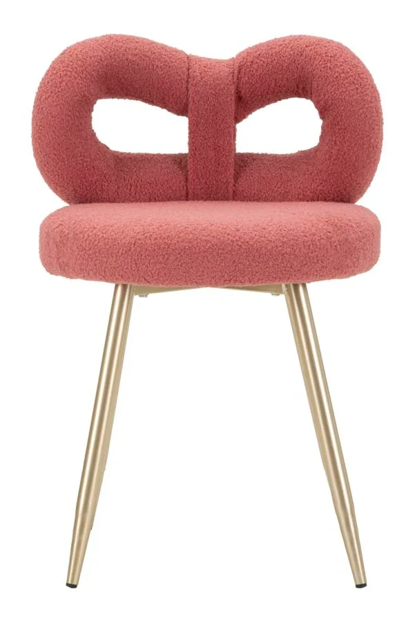 Mini-fauteuil rembourré rose avec pieds en métal – Fauteuil d'appoint Ilary