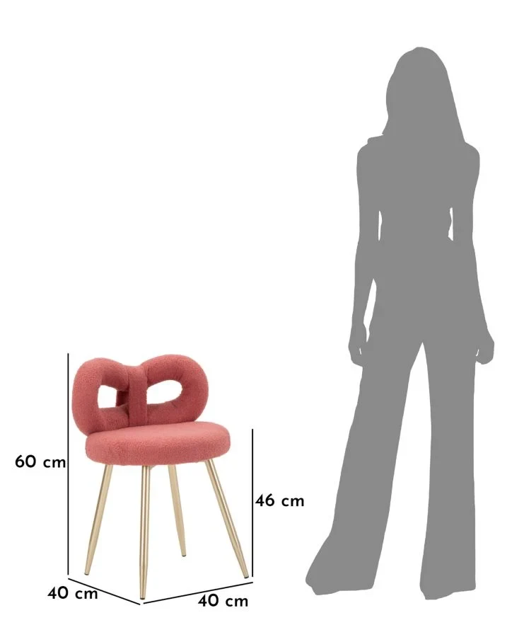 Mini-fauteuil rembourré rose avec pieds en métal – Fauteuil d'appoint Ilary