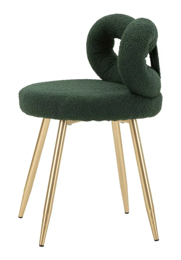Mini-fauteuil rembourré vert avec pieds en métal – Fauteuil d'appoint Ilary
