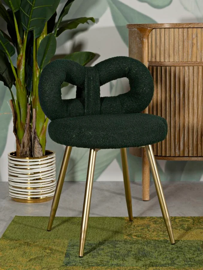 Mini-fauteuil rembourré vert avec pieds en métal – Fauteuil d'appoint Ilary
