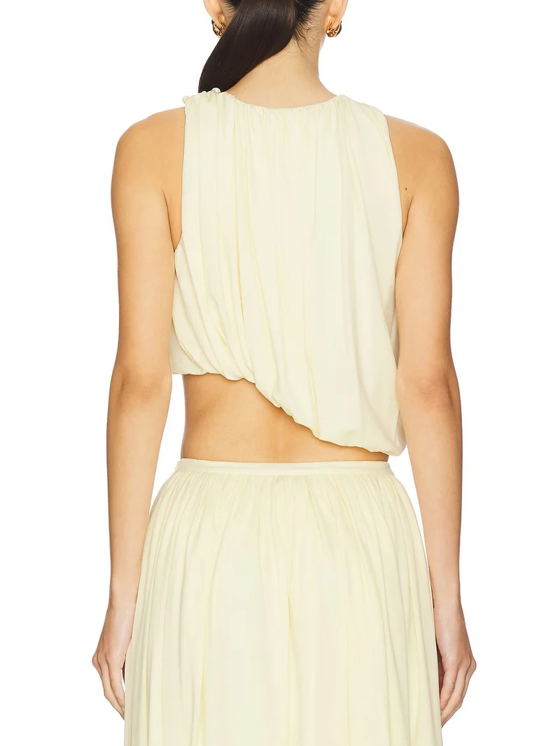 Elegant Asymmetrical Hem Cropped Top And Skirt Two-piece Set