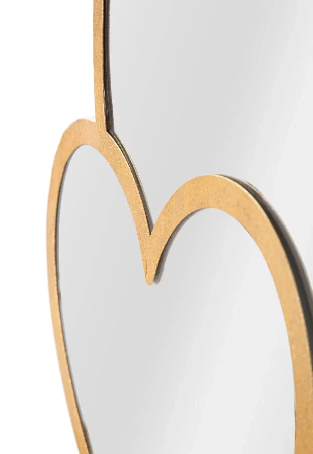 Miroir mural en métal doré en forme de cœur