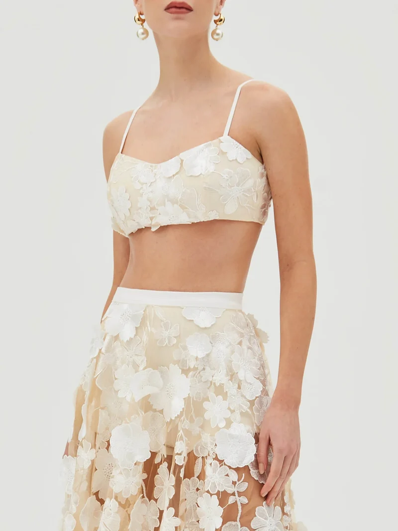 Exquisite Floral Embroidered Bralette Top