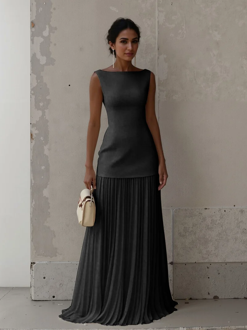 Exquisite Boat Neckline Maxi Top