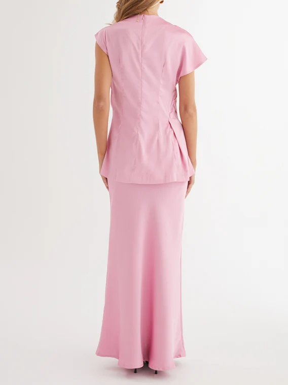 Elegant High-Neck Irregular Satin Shirt