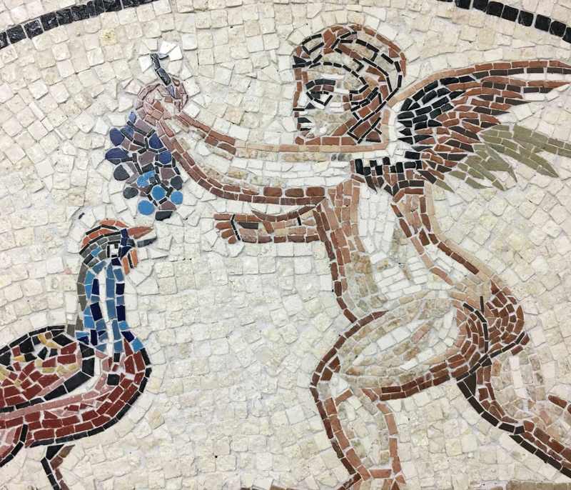 Mosaïque Eros et faisan - en marble