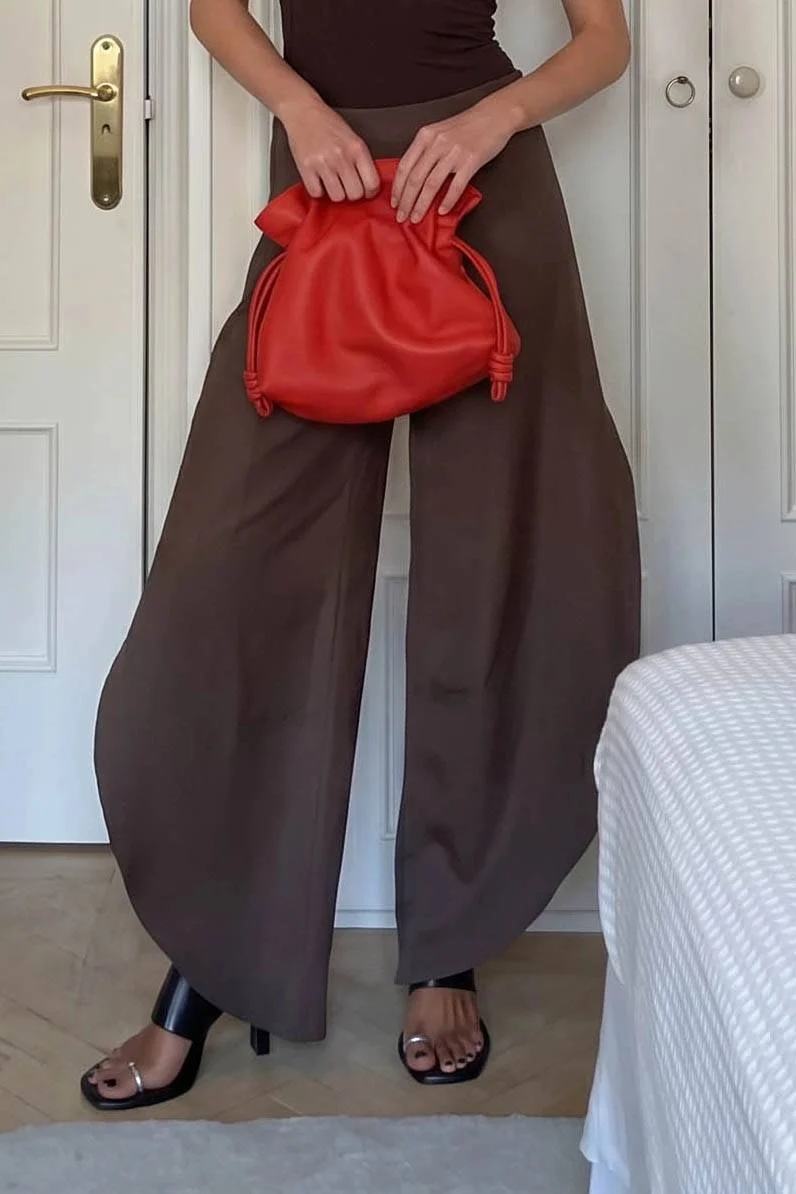 Oblique Collar Off-shoulder Bodysuits And Side Slits Wide Leg Pants Suit