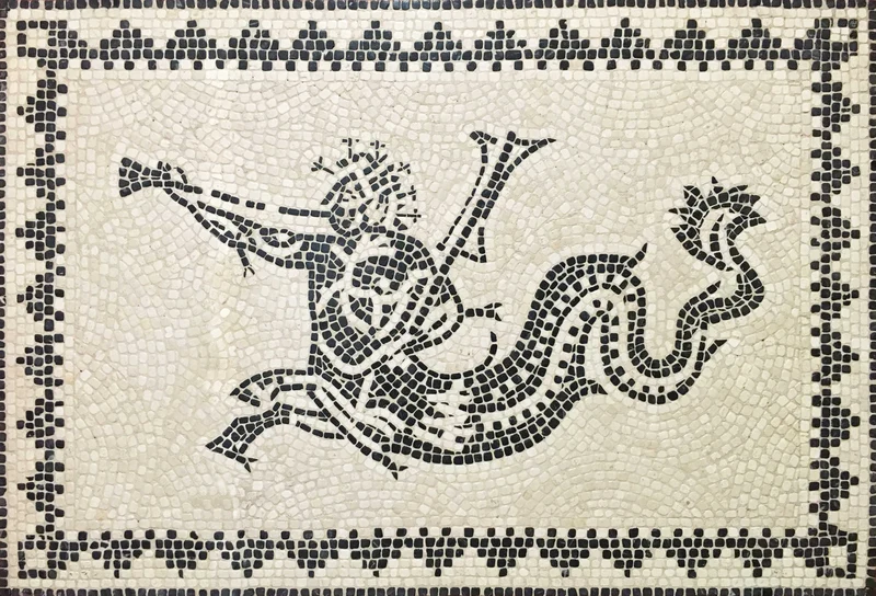 Mosaïque Mer-centaure (ichthyocentaur) - en marble