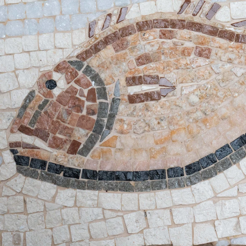 Mosaïque Poisson en marbre - Impluvium - en marble