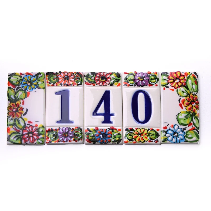 Numéro de Maison en Céramique Fleurs Colorées