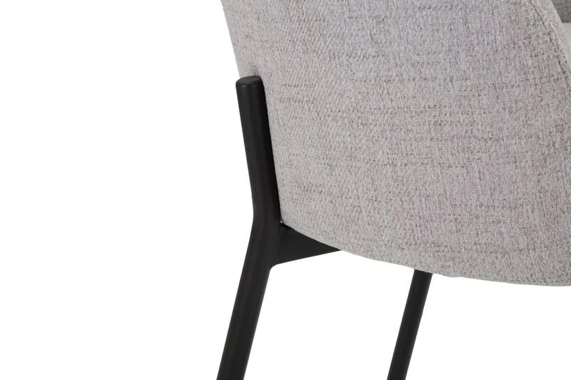 Paire de chaises grises avec pieds en métal noir, design années 70