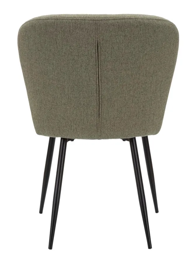 Paire de chaises vertes armée avec pieds en métal noir, design années 70