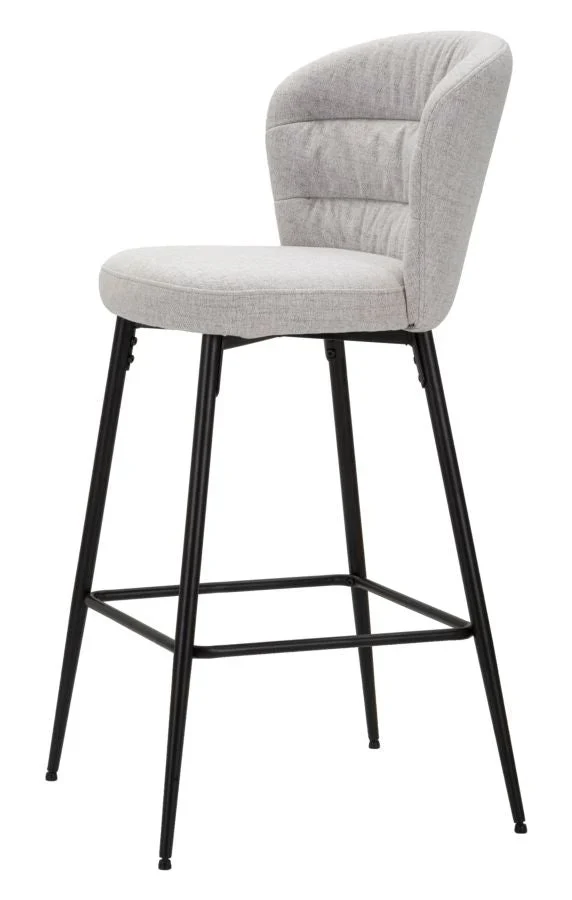 Paire de tabourets Baar gris avec pieds en métal noir, design années 70