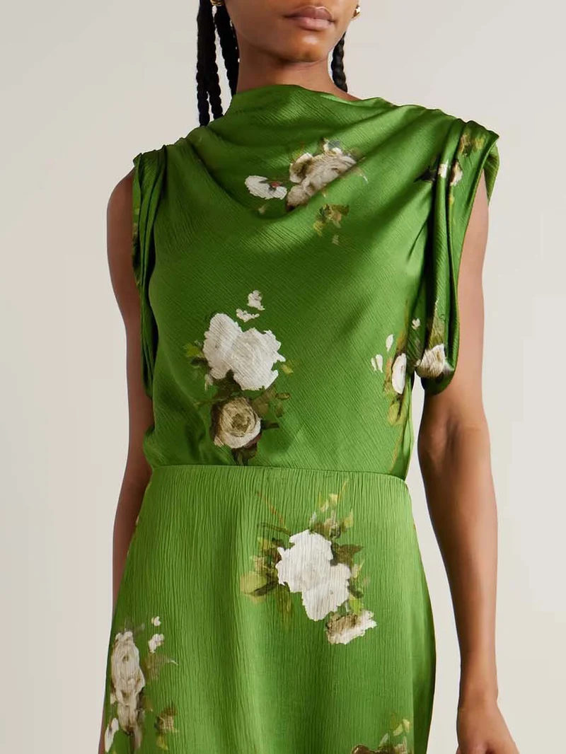 Exquisite Rose Floral Print Satin Shirt