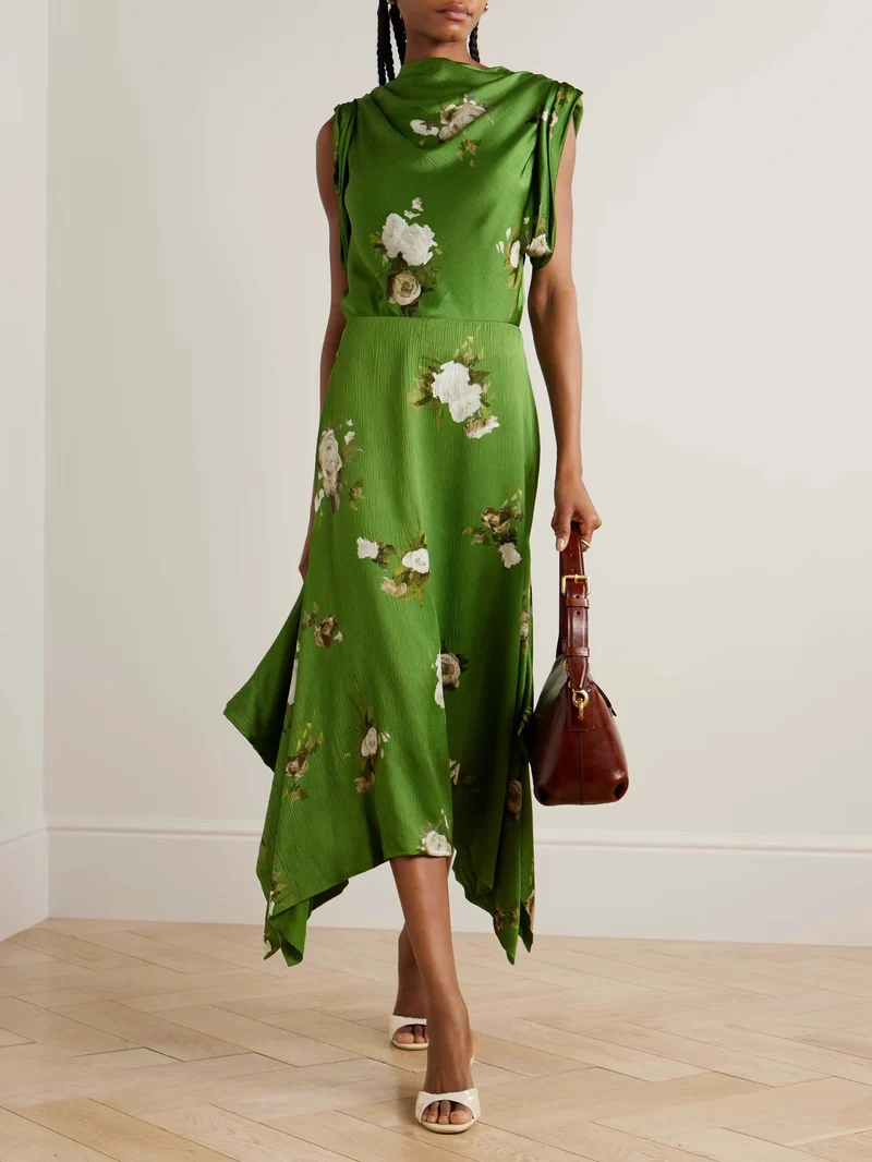 Exquisite Rose Floral Print Satin Shirt