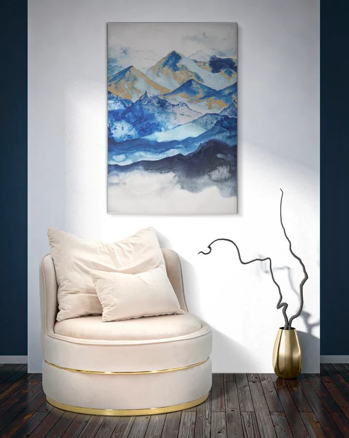 Peinture abstraite sur toile de la montagne bleue