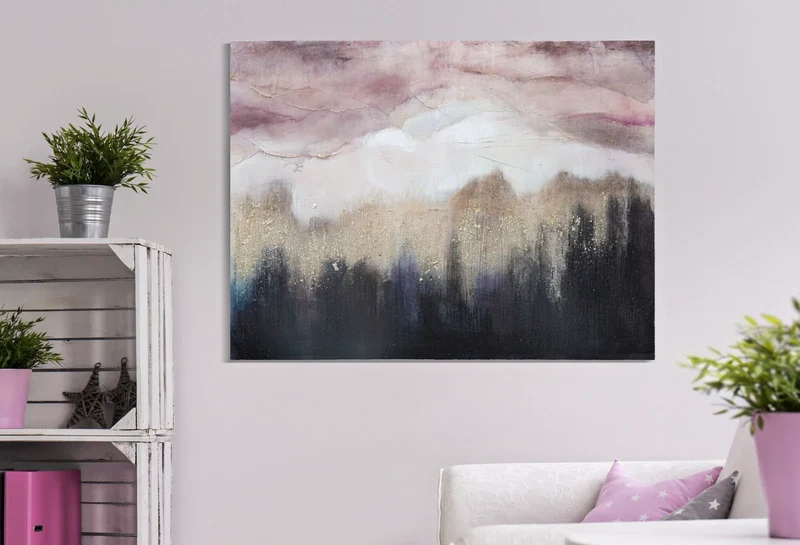 Peinture abstraite sur toile de montagne