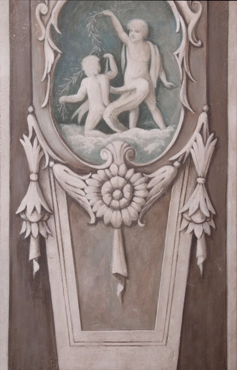 Peinture Fresque Renaissance : Colonne avec camée