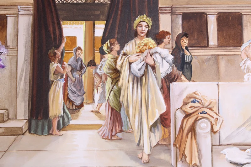 Peinture Fresque Renaissance : Mesdames dans le bain
