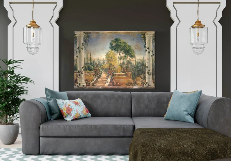 Peinture Fresque Renaissance : Vue sur le jardin