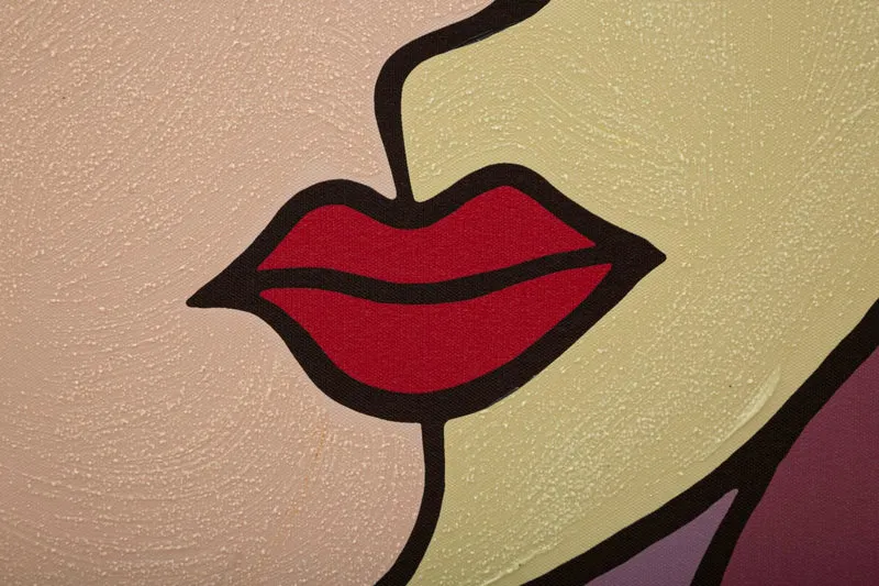 Peinture sur toile abstraite et colorée avec visage Boho