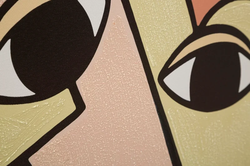 Peinture sur toile abstraite et colorée avec visage Boho