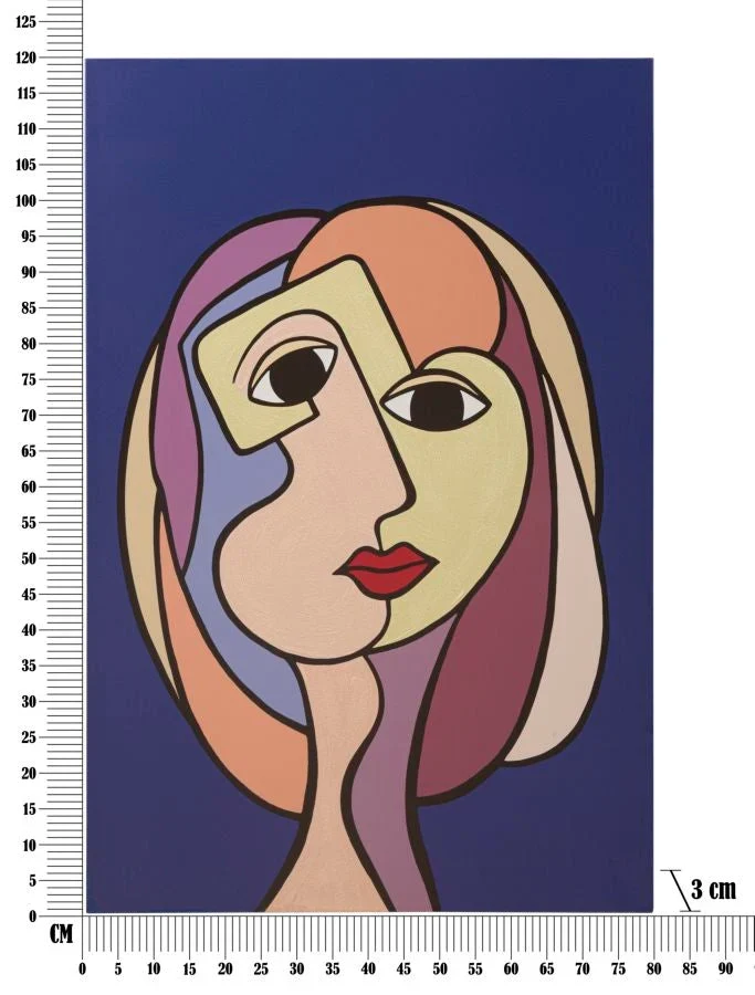 Peinture sur toile abstraite et colorée avec visage Boho
