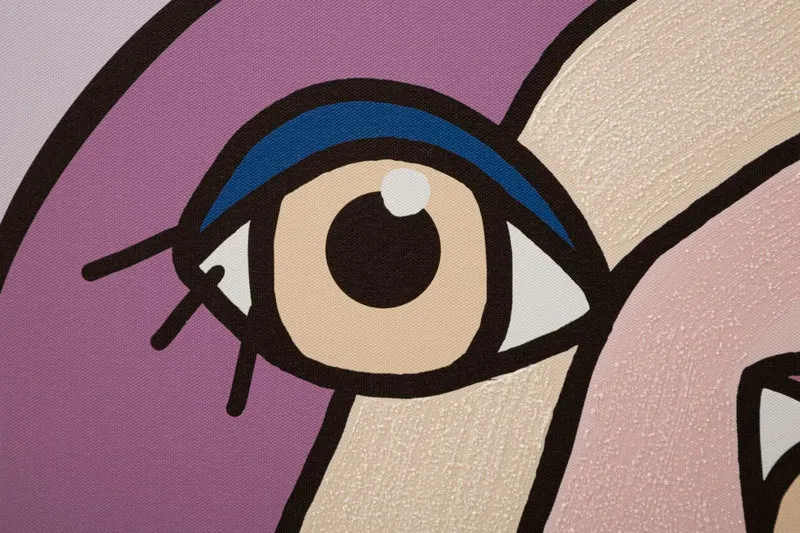Peinture sur toile abstraite et colorée avec visage Boho
