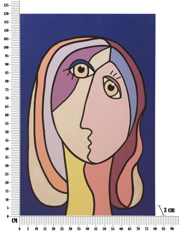 Peinture sur toile abstraite et colorée avec visage Boho