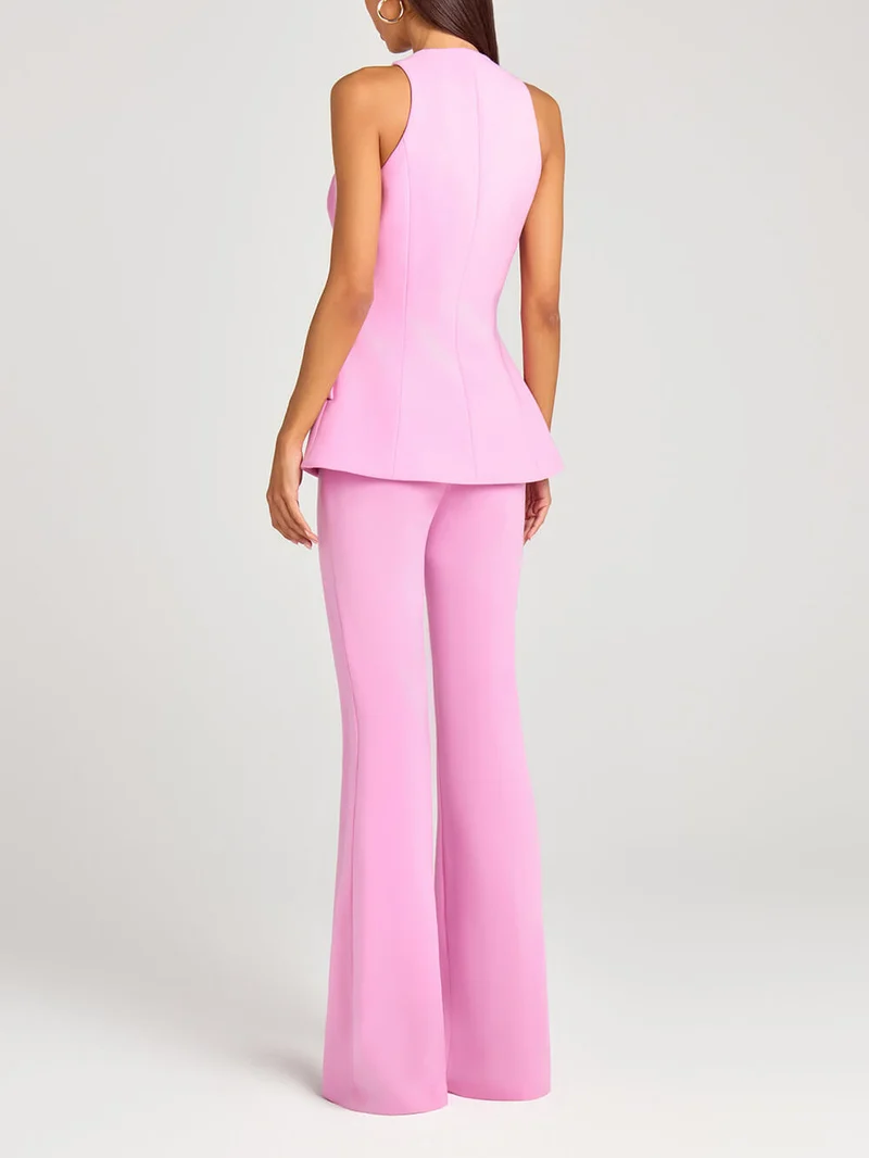 Exquisite Power High Rise Side Zipper Flare Slim Fit Pants