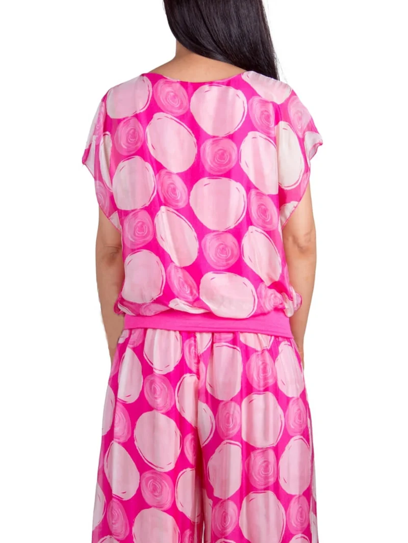Bohemian Ruffle Sleeve Swirl Dot Print Top