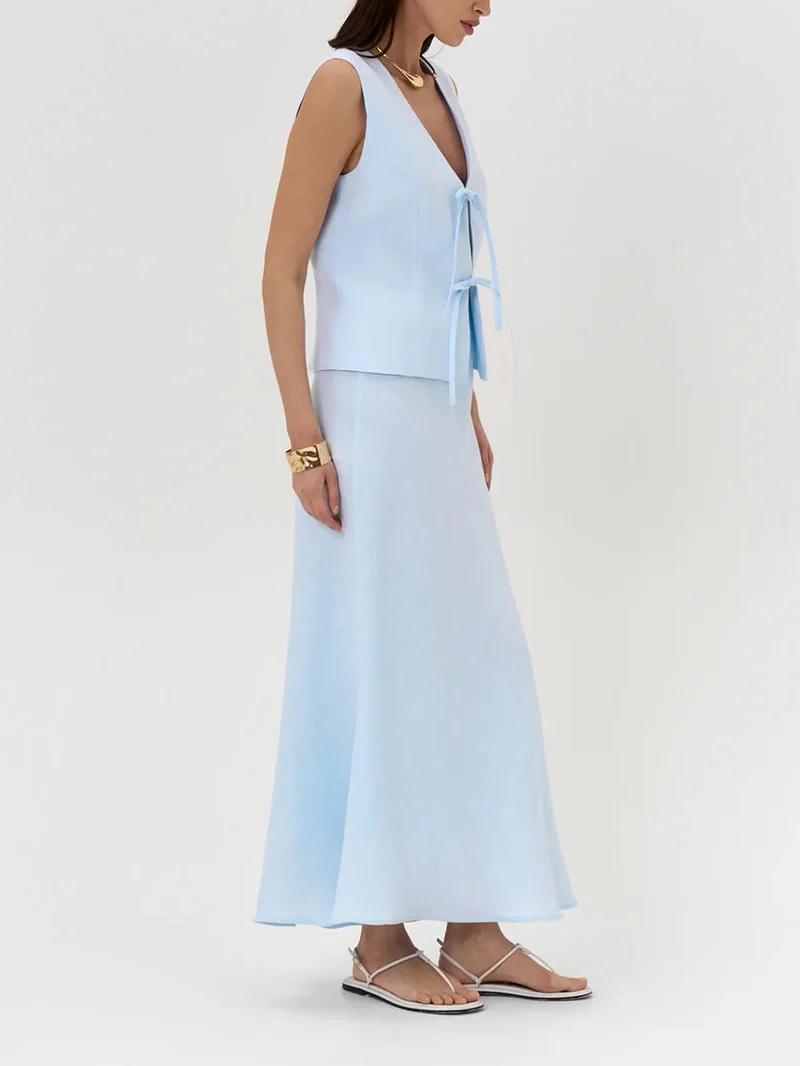 Classic Casual Tie-Front Sleeveless Tank Top