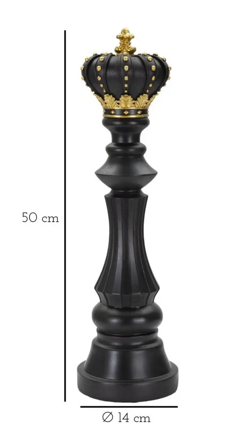 Pièce d’échecs du roi noir et dorée (sculpture moderne)