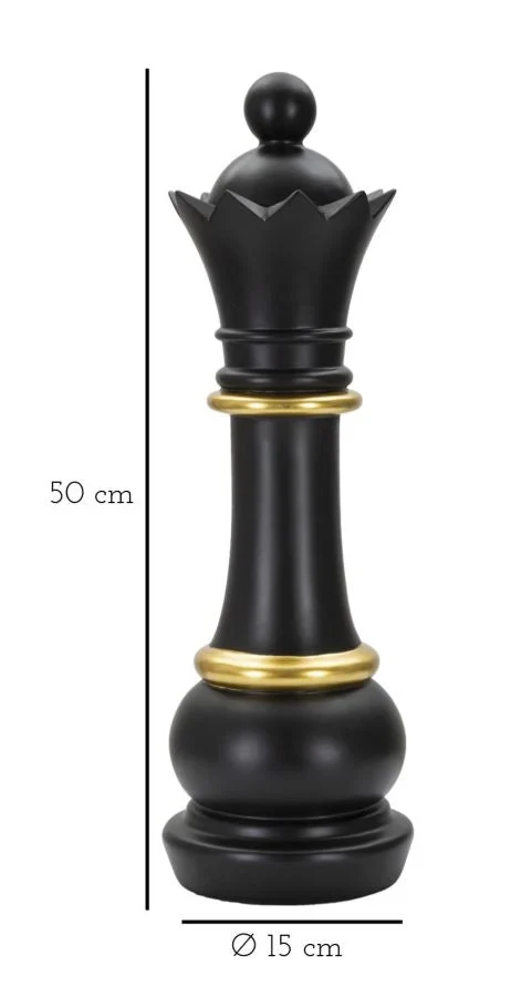 Pièce d’échecs noire et dorée (sculpture moderne)