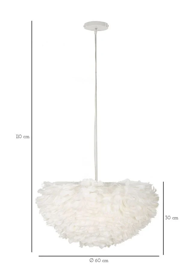 Plafonnier blanc en plumes – Luminaire suspendu élégant