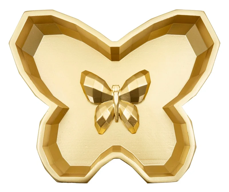 Plateau doré en forme de papillon – Objet décoratif