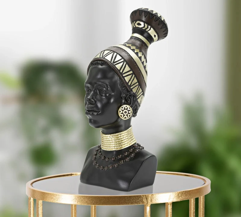 Sculpture de tête de femme africaine (décoration moderne)