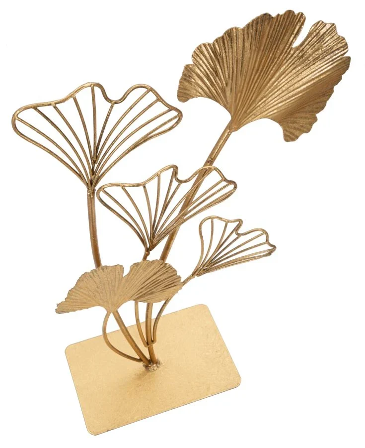 Sculpture décorative de fleurs et feuilles dorées