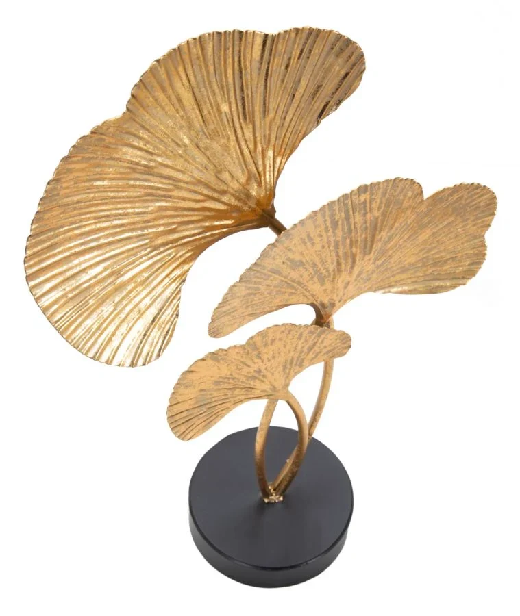 Sculpture décorative en forme de fleur dorée