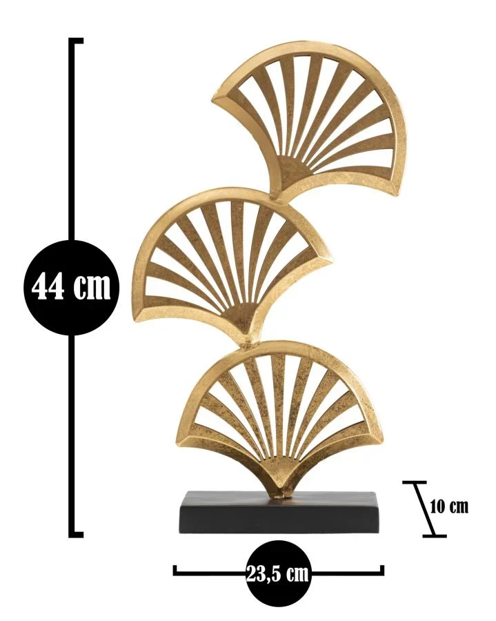 Sculpture décorative triple feuille de palmier dorée