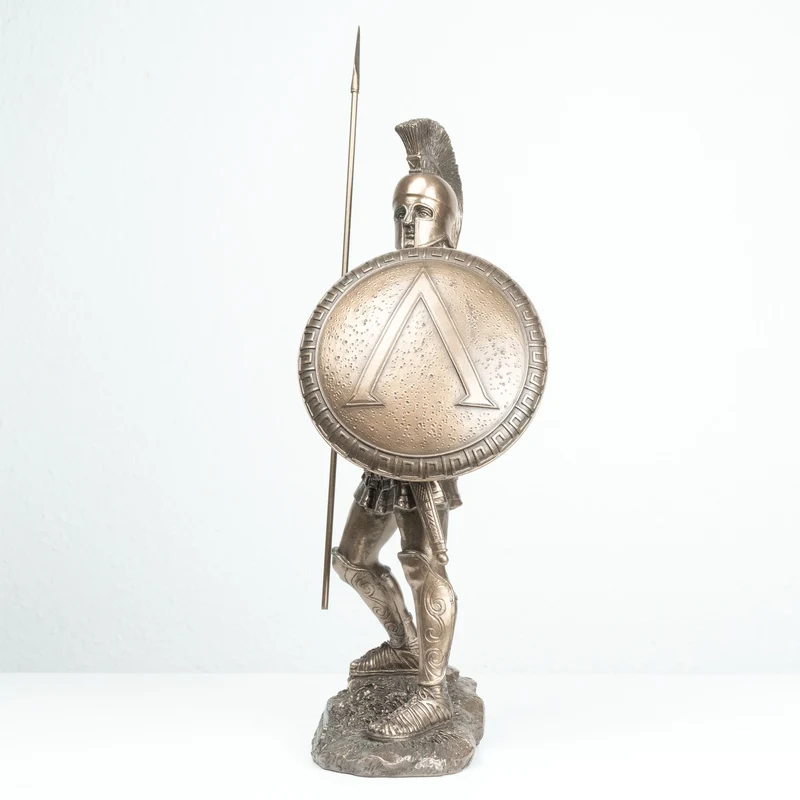 Sculpture Guerrier Spartiate (Statue militaire grecque en bronze coulé à froid)