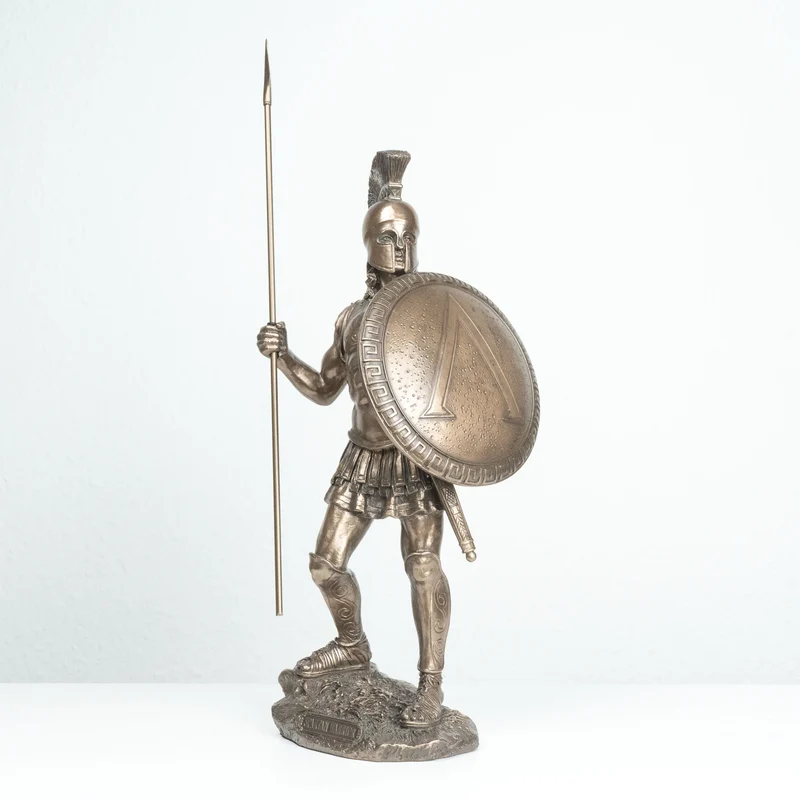 Sculpture Guerrier Spartiate (Statue militaire grecque en bronze coulé à froid)